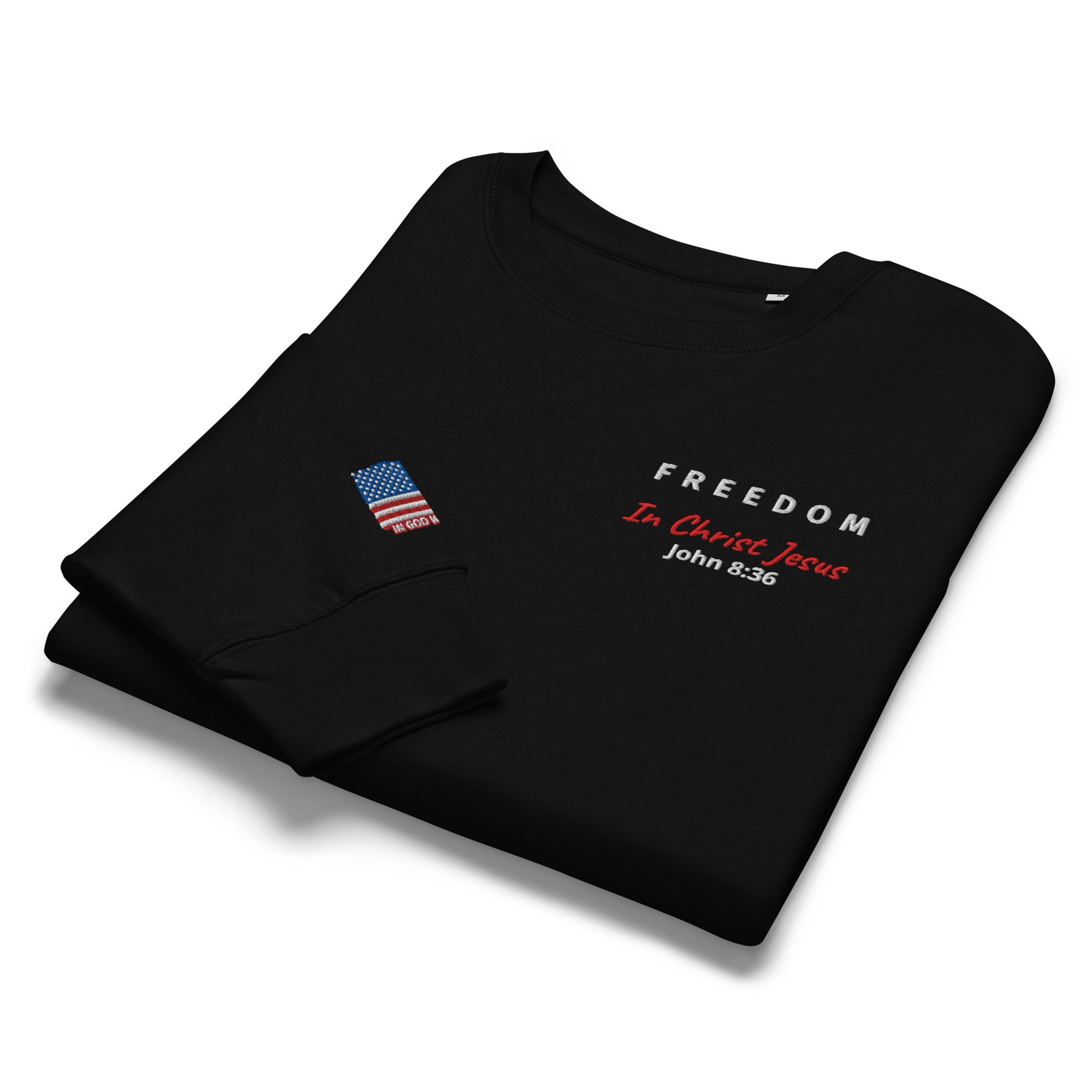 Freedom In Christ Jesus (John 8:36) Women’s Organic Crew Neck Sweatshirt - Image 8